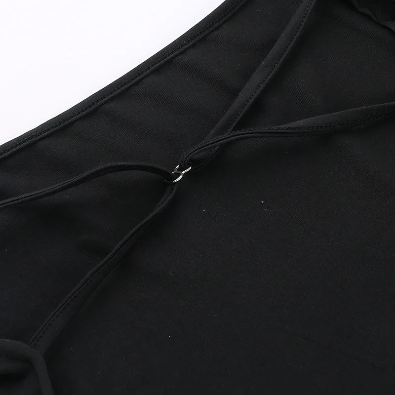 ブラックロングスリーブバックレスボディスーツ