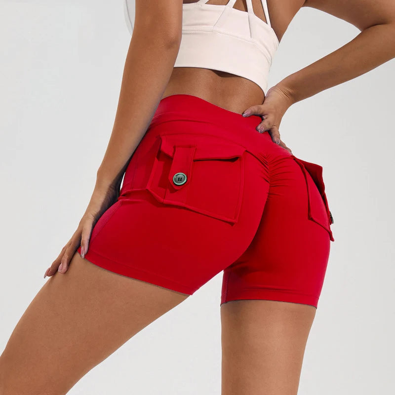 DEROSSI フラップポケットスクランチショートレギンス レッド 商品写真 1