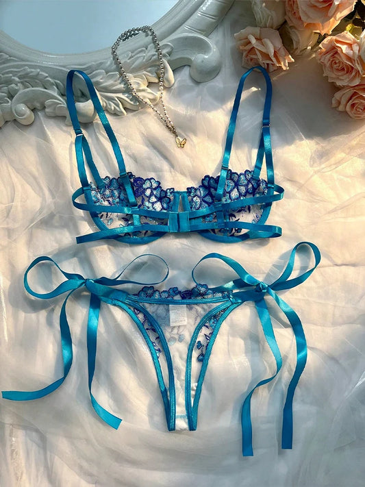 サイドロングリボンラベンダーブラショーツセット2