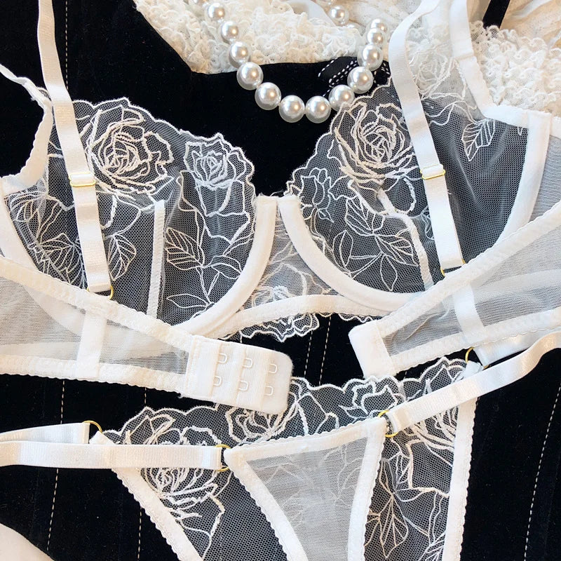 フレンチフローラルレース刺繍ブラショーツ2セット6カラーバージョン