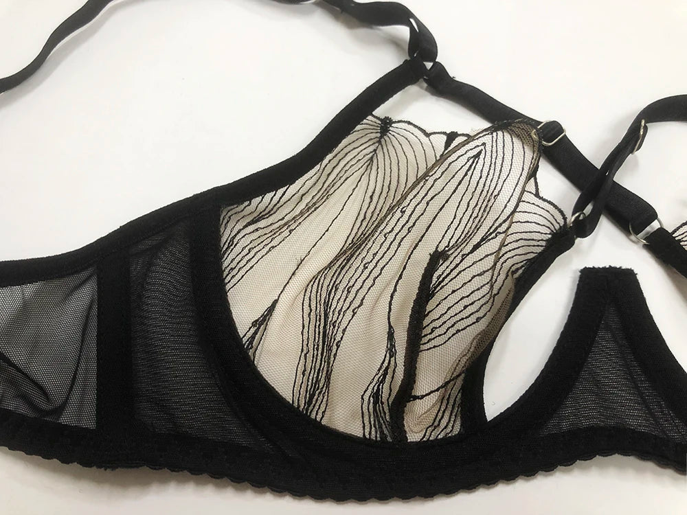 クロスストラップ・モダンレースブラショーツ2セット