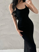 ８カラークリアストラップデザインホルターネックロングワンピース