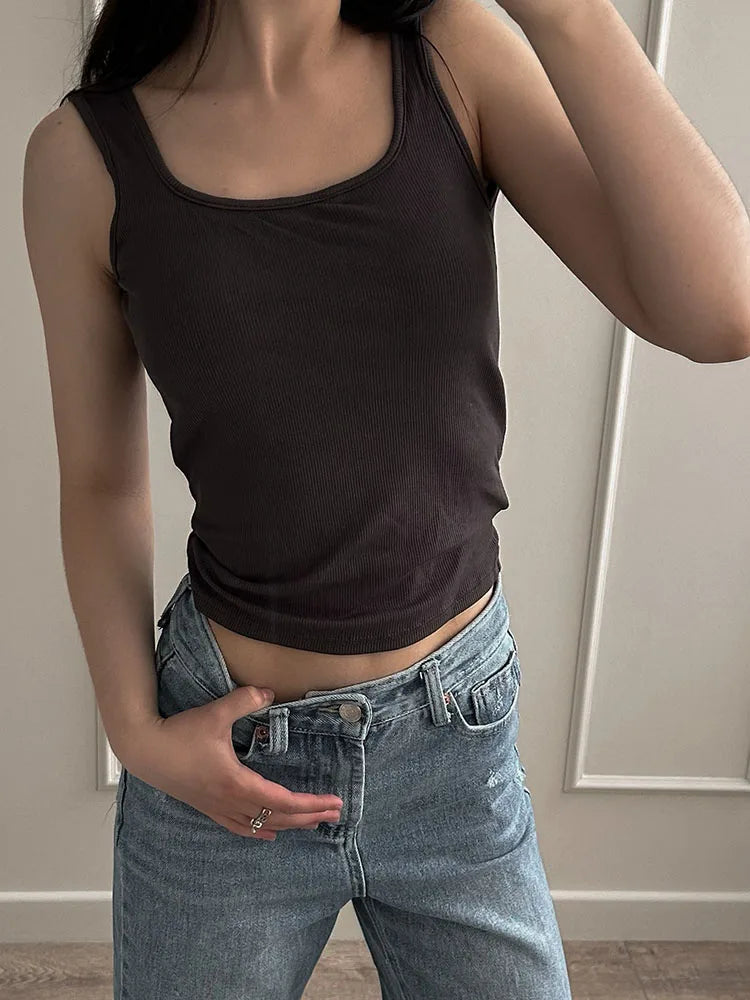 ディープバックレスサマータンクトップwithパッド