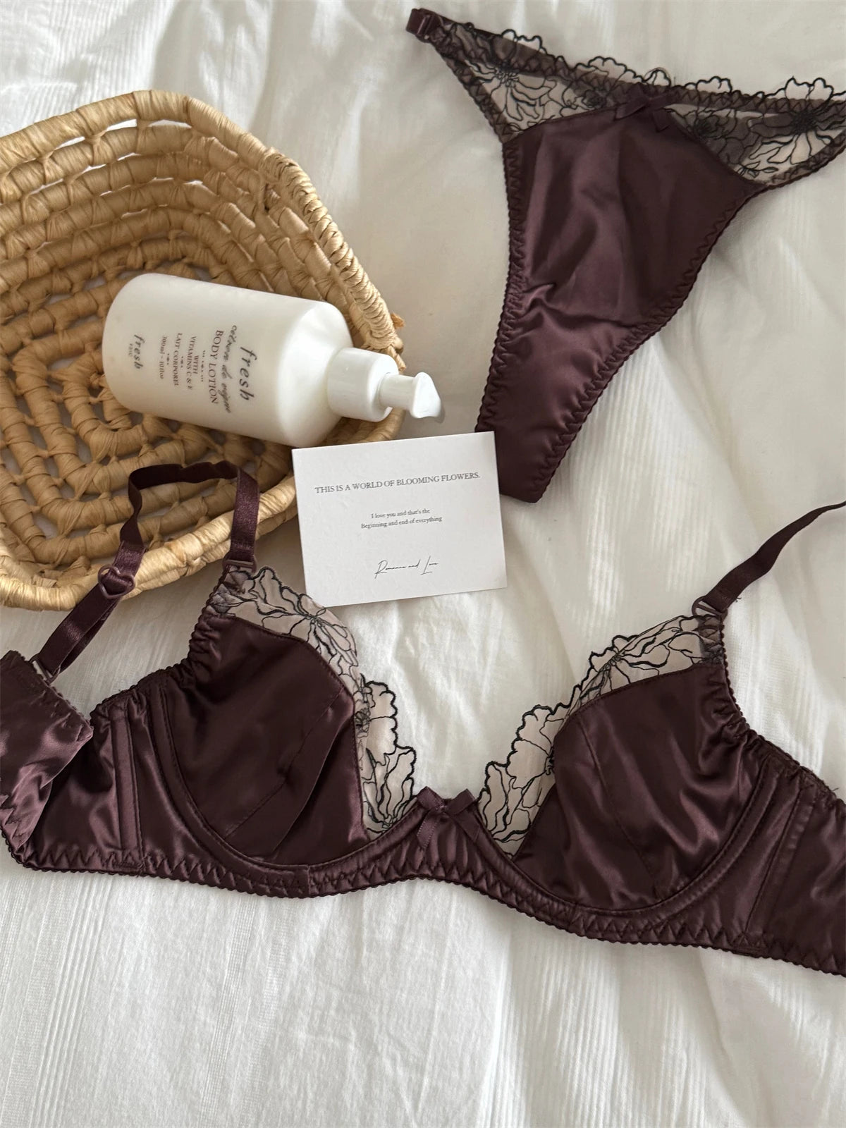 DeRossiパレスサテンレースブラショーツ2Pcs