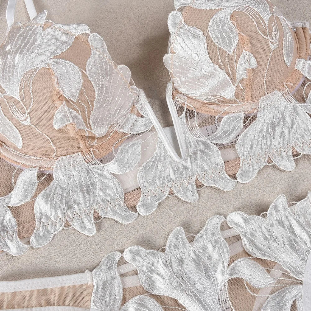 フローラル刺繍レースブラレットTバックショーツセット5カラバリ
