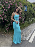 Gallery viewerに画像を読み込む, サマーブルースパゲティストラップロングドレスワンピース
