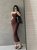 ８カラークリアストラップデザインホルターネックロングワンピース