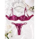 フローラル刺繍レースブラTバックショーツセット9カラバリ