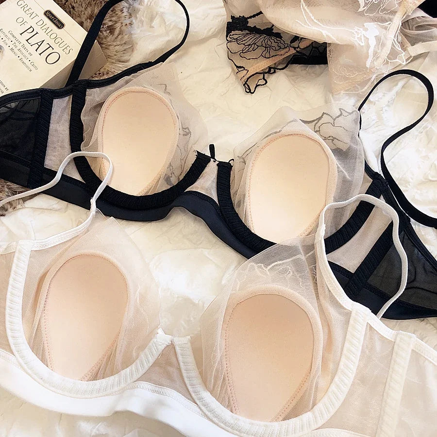 DEROSSI フレンチレース エンブロイダリー シアー ブラショーツSET