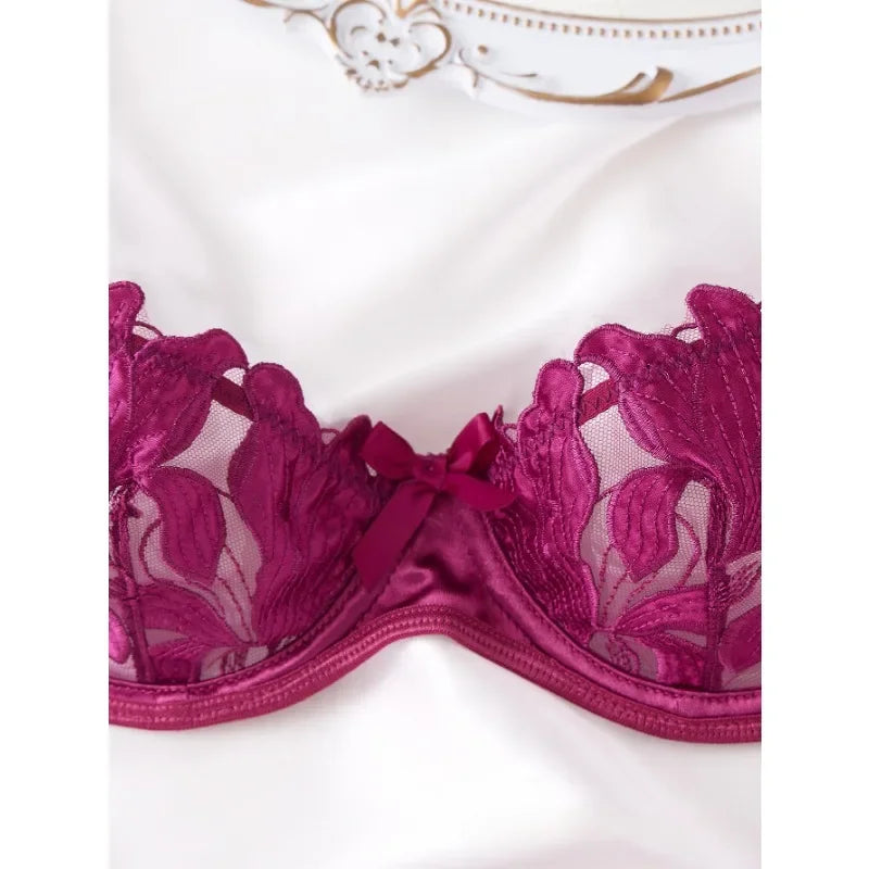 フローラル刺繍レースブラTバックショーツセット9カラバリ