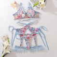Gallery viewerに画像を読み込む, DEROSSI ブルー フローラルプリント シアー ガーターブラショーツSET
