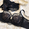 Gallery viewerに画像を読み込む, DEROSSI デコルテストラップ シアーレース ブラショーツセット レオパード カップの柄とレース
