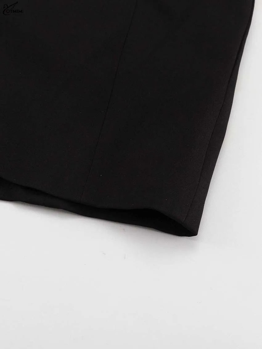 ブラックラペルカラーロングスリーブ ストレートミニドレス