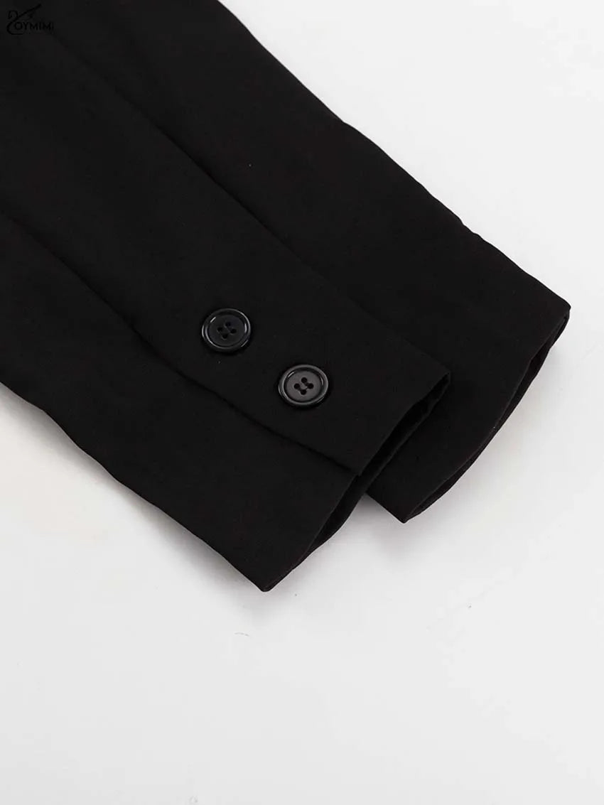 ブラックラペルカラーロングスリーブ ストレートミニドレス