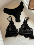 Gallery viewerに画像を読み込む, ブラックレースセンシュアルラブカップランジェリー2Pcs
