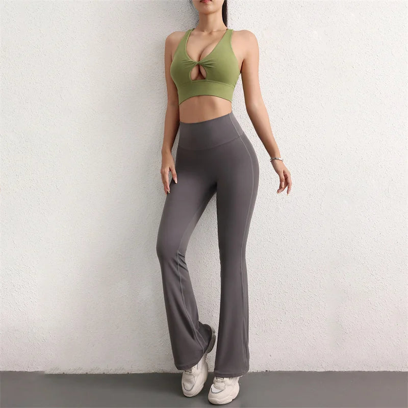 DeRossi フレアスクランチレギンス – ハイウエスト ヨガ＆フィットネスパンツ