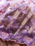 Gallery viewerに画像を読み込む, DEROSSI パープルフラワー刺繍 ロングライン ブラショーツセット パープル 花柄刺繍レースの生地
