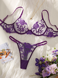 Gallery viewerに画像を読み込む, パープルシアーフローラルブラショーツアンダーウエアセット
