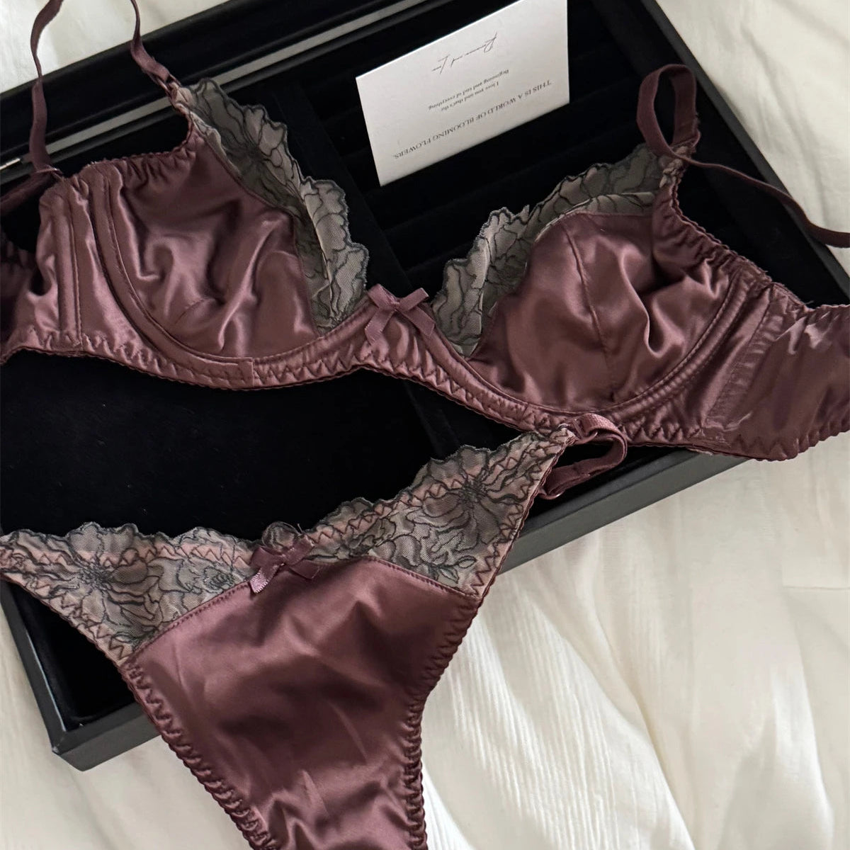 DeRossiパレスサテンレースブラショーツ2Pcs