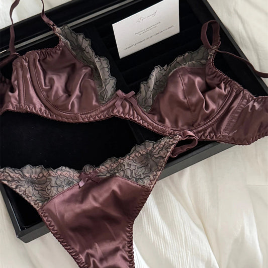 DeRossiパレスサテンレースブラショーツ2Pcs