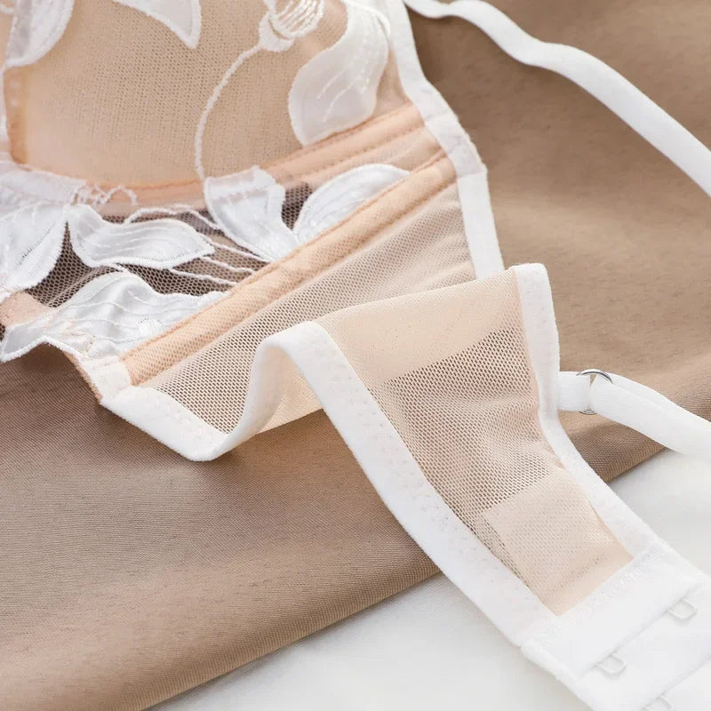 フローラル刺繍レースブラレットTバックショーツセット5カラバリ