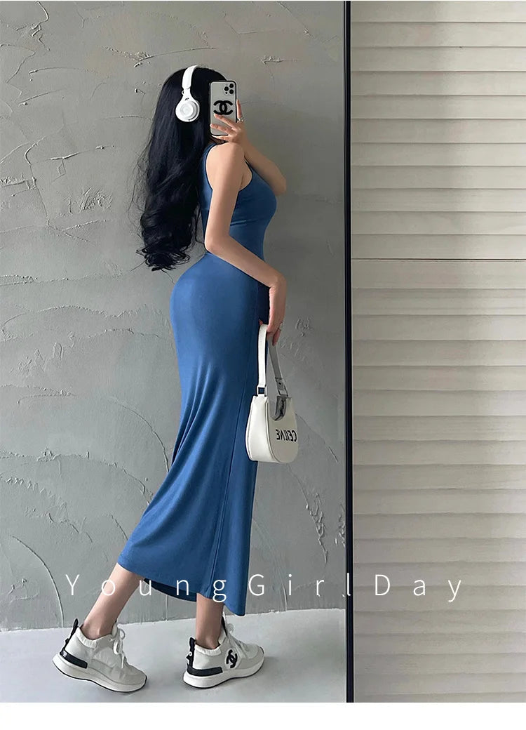 ８カラークリアストラップデザインホルターネックロングワンピース