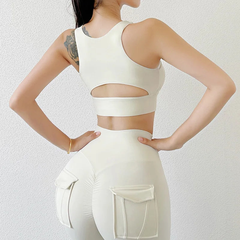 DEROSSI カットアウトレーサーバックスポーツブラ アイボリー 商品写真 1