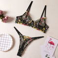 Gallery viewerに画像を読み込む, DEROSSI ボタニカル刺繍 ノンワイヤーブラ＆Tバックセット ブラック 商品写真5
