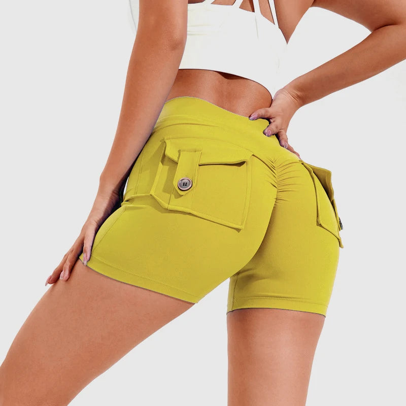 DEROSSI フラップポケットスクランチショートレギンス サンイエロー 商品写真 1
