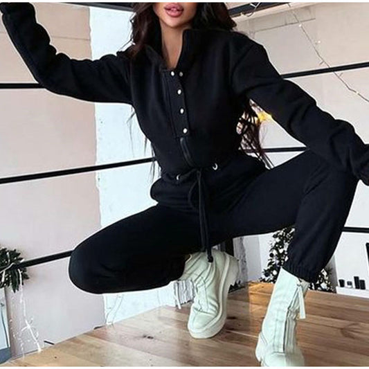 Stand Collar Jumpsuits Zipper One Piece Tracksuits