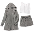 Gallery viewerに画像を読み込む, Hooded Cardigan Coat+Shorts+Crop Top Tracksuit 3Sets
