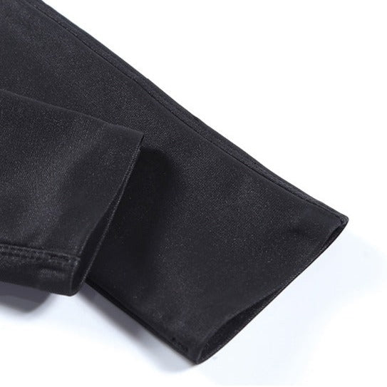 Black Fleece Matte Leather Leggings