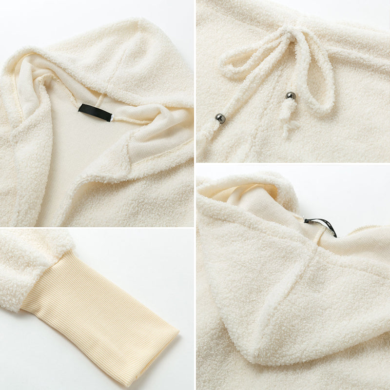 Hooded Cardigan Coat+Shorts+Crop Top Tracksuit 3Sets
