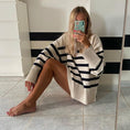 Gallery viewerに画像を読み込む, Striped Knitted Loose Sweater Women Pullover Tops
