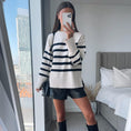 Gallery viewerに画像を読み込む, Striped Knitted Loose Sweater Women Pullover Tops
