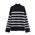 Gallery viewerに画像を読み込む, Oversized Loose Striped Casual Knit Chic Pullovers
