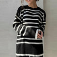 Gallery viewerに画像を読み込む, Striped Split Turtleneck Women Sweater Long Flare Sleeve

