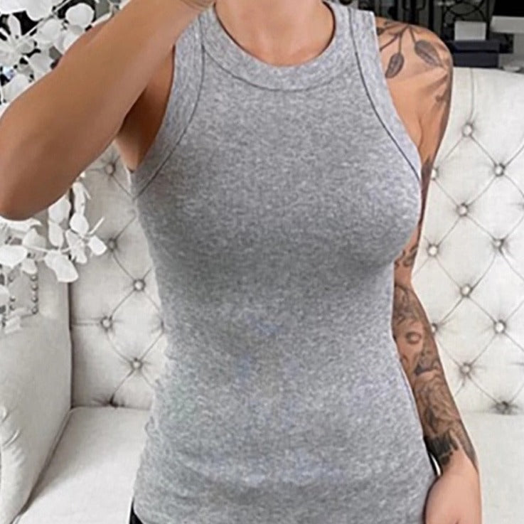 Round Neck Ribbed Tank Top Camisole