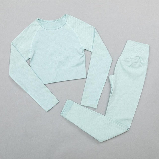 Long Sleeve Seamless Yoga Suit Sports Set