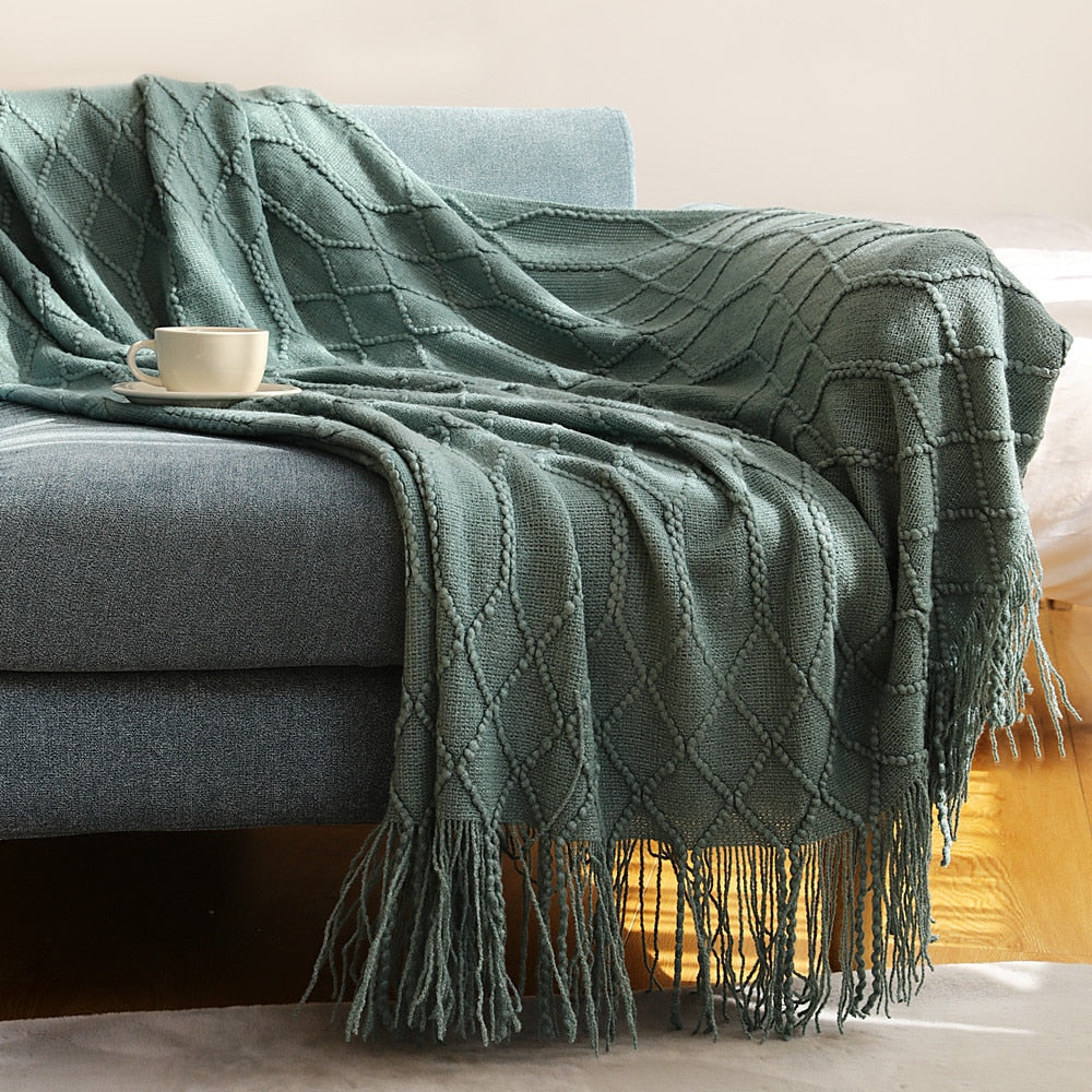 Sofa Jacquard Knit Blanket Cover Decorative