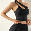 Gallery viewerに画像を読み込む, One Shoulder Solid Sports Bra Women Fitness  Gym Padded Sport
