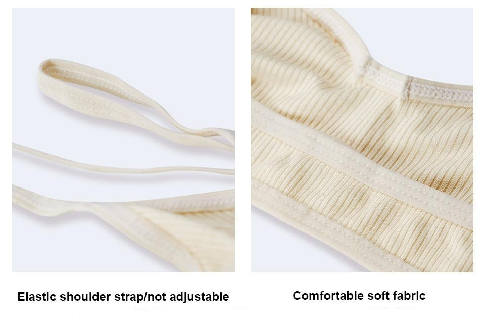 Ribbed Cotton Bra Lingerie Wireless Bras Backless Underwear