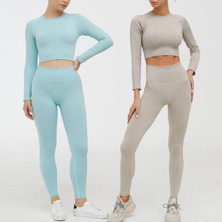 Long Sleeve Seamless Yoga Suit Sports Set