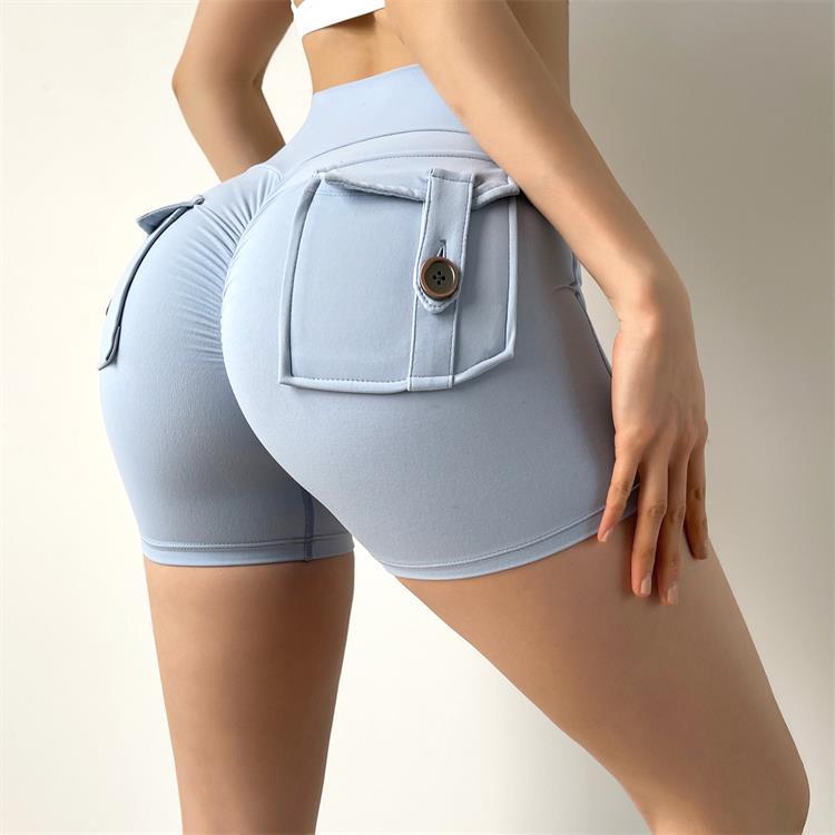 Shorts Elastic High Waist Back Pockets Breathable Shorts Pants