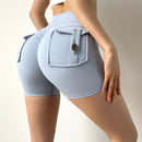 Shorts Elastic High Waist Back Pockets Breathable Shorts Pants