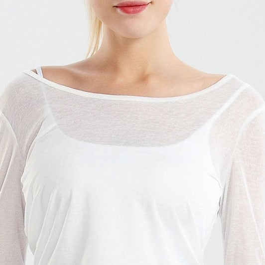 Skin-Friendy T-Shirt Yoga Solid Color Hollow Out Long Sleeve
