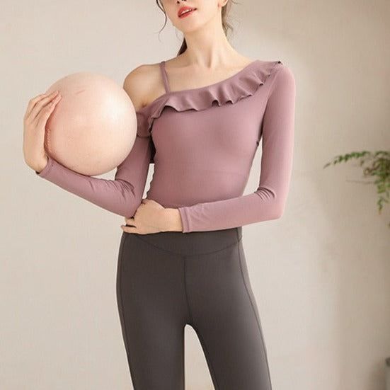 Soft Nude Tops With Pads Women Shockproof Sports Bras Long Sleeve