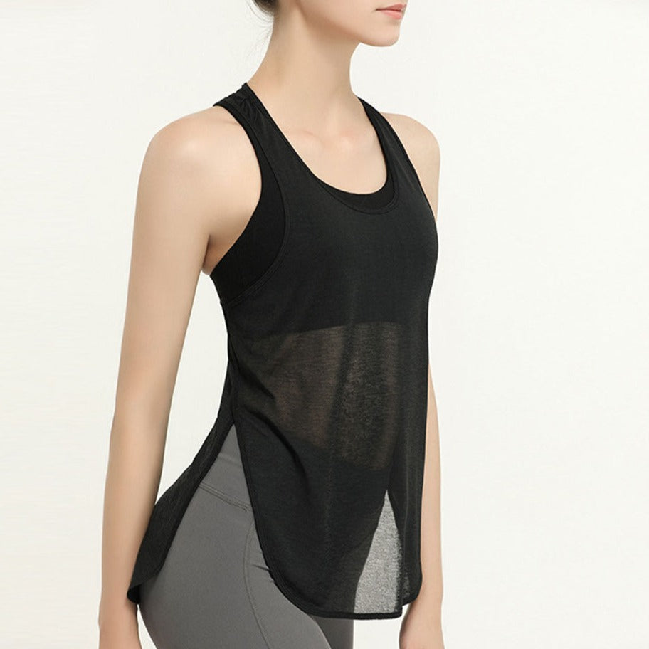 Yoga Sports Vests for Women Gym See Through Fitness Shirt