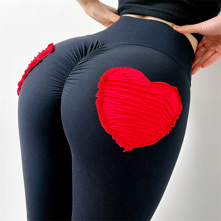 Love Heart Nude Yoga Pants Hip-Lifting Leggings