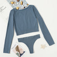 Gallery viewerに画像を読み込む, Seamless Ribbed Long Sleeve Top Low Waist Thongs Set
